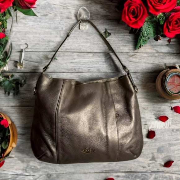 Coach Pewter Leather Scout Hobo Handbag Tote - Picture 2 of 12